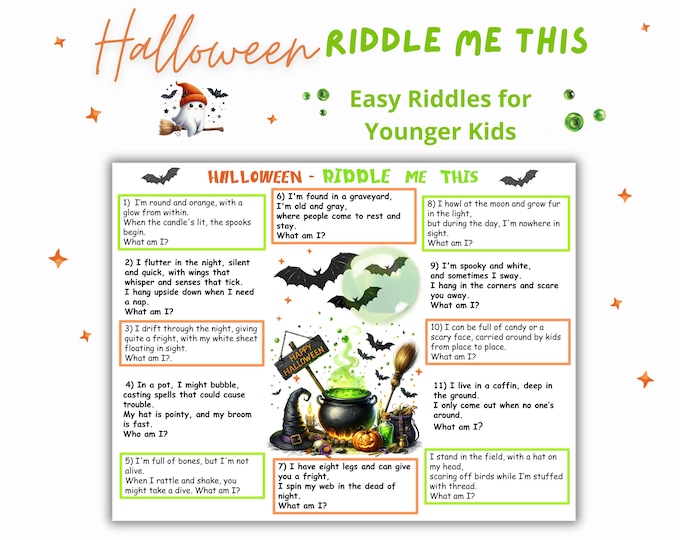 Halloween Pattern Riddle Easy Halloween Riddle Me This for a Kids Halloween Party Game ...