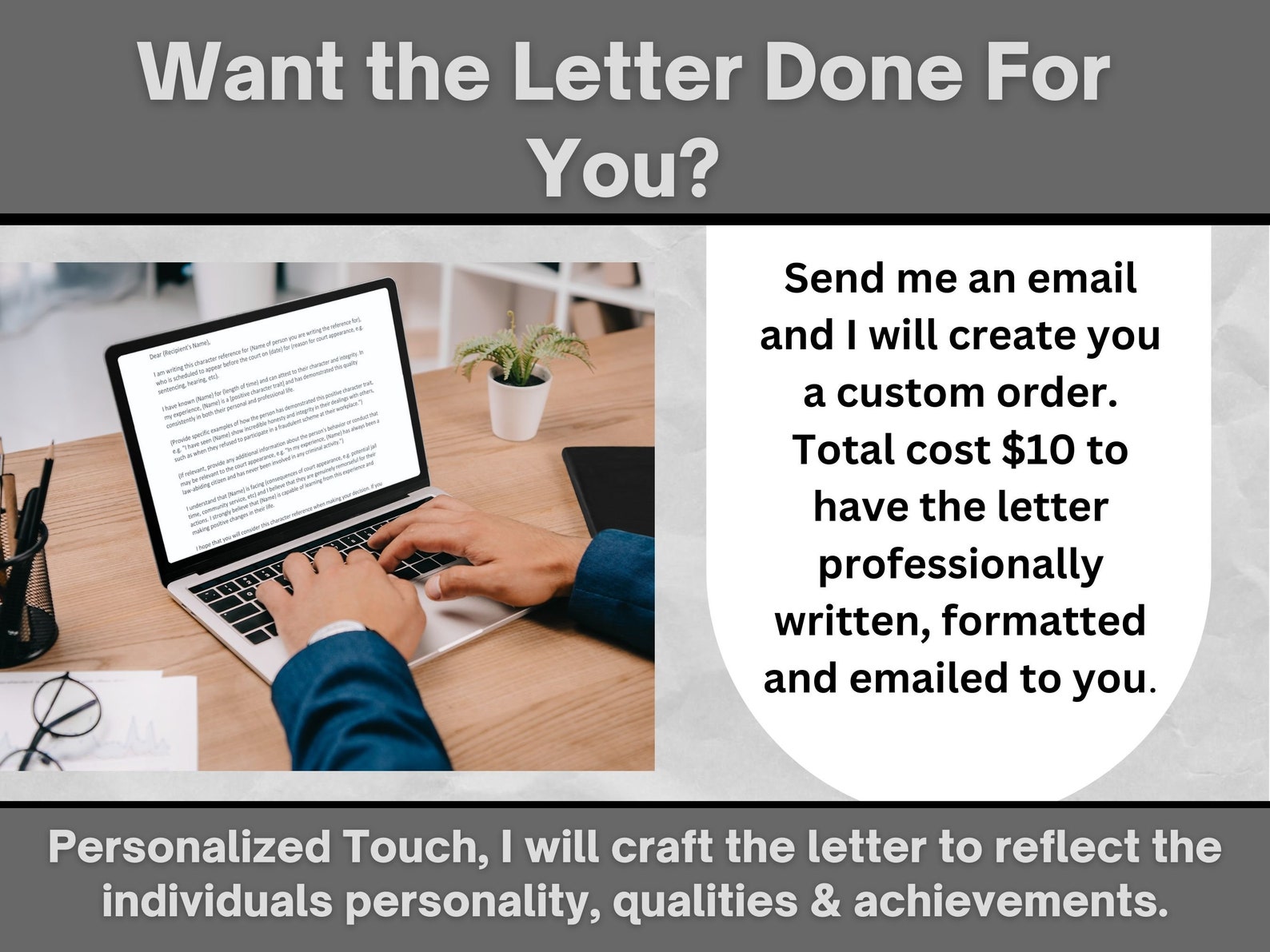 Reference Written Pic Character Reference Written Letter, Recommendation Letter, Editable ...