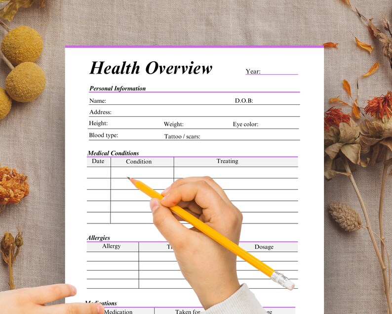 Csars Form.pdf Fillable Medical Information Page for Your Medical Records, Fillable ...