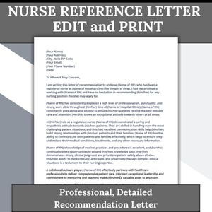 Recommendation Letter for Nurses, Professional Reference Written Letter, Create a Detailed Nursing Reference Letter in Minutes, Cover Letter