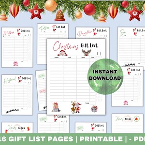 Weihnachtsgeschenkliste Vorlage, Weihnachtsplaner Druckbare Geschenkliste für die Familie, Weihnachtsgeschenk-Tracker, Urlaubsgeschenk-Planungsverfolgung