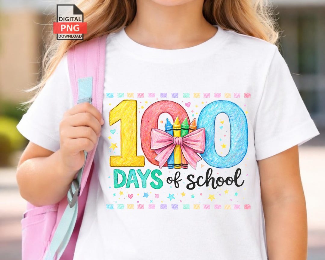 100 Days of School PNG Shirt Design, Kids 100th Day Sublimation File ...