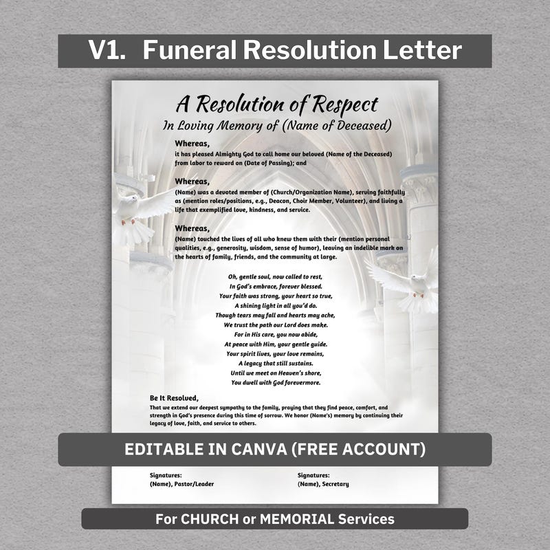 Funeral Resolution Template.pdf Funeral Resolutions for Black Churches - Etsy