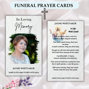 Editable Funeral Prayer Card, In Loving Memory, A Celebration of Life Keepsake, Poems for Funerals or Memorial Program, A Memorial Poem