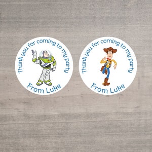 20 X Mix Toy Story Woody and Buzz Thank You For Coming To My Party Stickers: Personalise Your Party Favours!