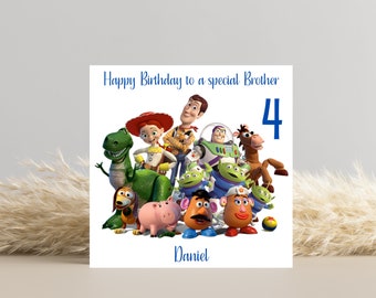 Personalised Toy Story Birthday Card for Kids | Custom Name and Age | Woody, Buzz, and Friends Design