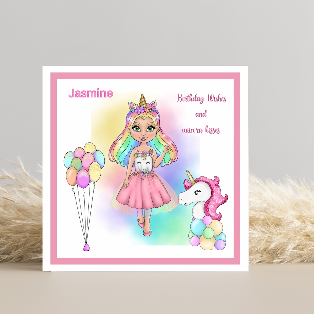Children's Unicorn Birthday Card Personalise Etsy