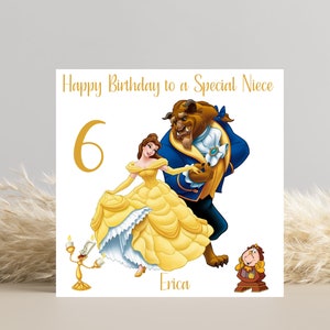 Personalised Beauty and the Beast Girls Birthday Card | Princess Belle