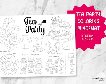 Tea Party Coloring Placemat - Printable PDF