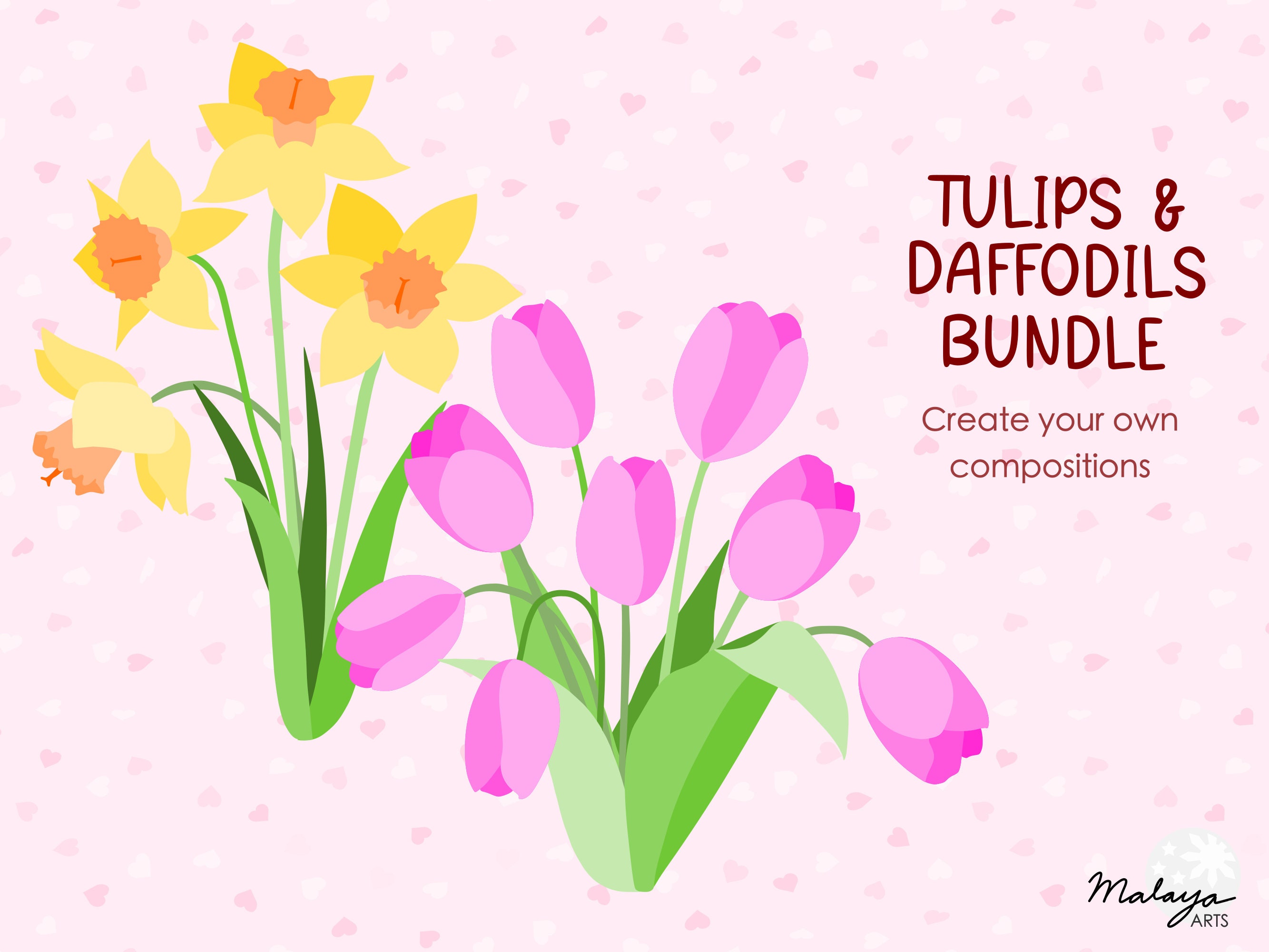 13 Tulips and Daffodils SVG Bundle Clipart, Layered Cut Files Etsy