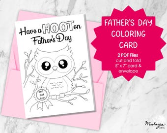 Biglietto da colorare per la Festa del Papà (gioco di parole divertente) - PDF stampabile