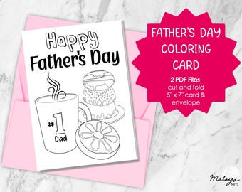 Biglietto da colorare per la Festa del Papà (Ciambella) - PDF stampabile