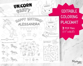 Editable Birthday Coloring Placemat (cake Themed) - Printable PDF - Etsy