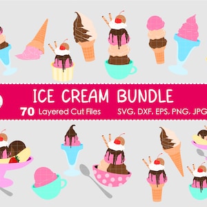 70 Ice Cream SVG Bundle - Clipart, Layered Cut Files