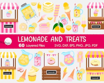 60 Lemonade and Treats SVG Bundle - Clipart, Layered Files