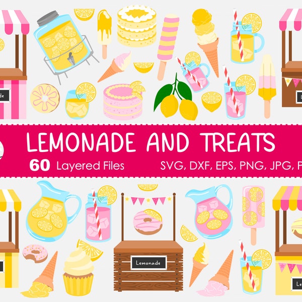 60 Lemonade and Treats SVG Bundle - Clipart, Layered Files