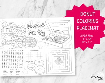 Donut Coloring Placemat - Printable PDF
