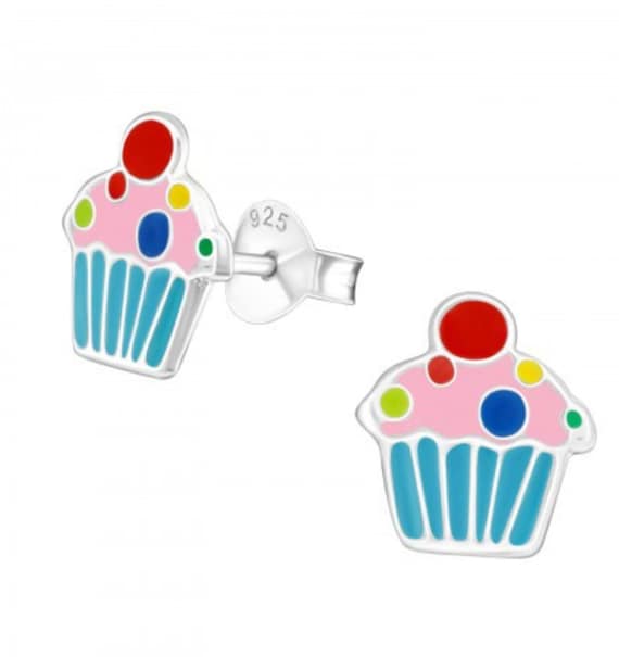 Sterling Silver Cupcake Stud Earrings Etsy UK