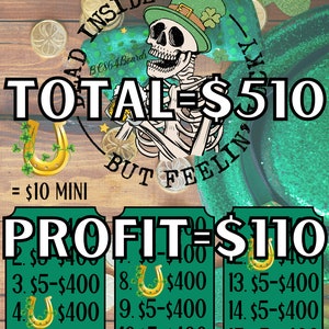 Mini tablero de bingo, gráfico de bingo descargable, st patty day 5 10 400