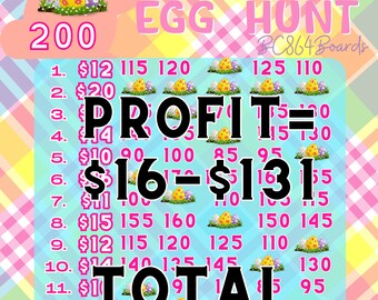 Bingo board PYP, 200 each row, downloadable bingo, easter bingo, with profit