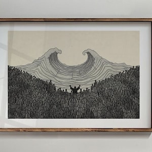 Moses Parting the Red Sea Bible Wall Art Sketch Illustration, Old Testament Bible Scriptural Art, Digital Download, Christian Home Decor