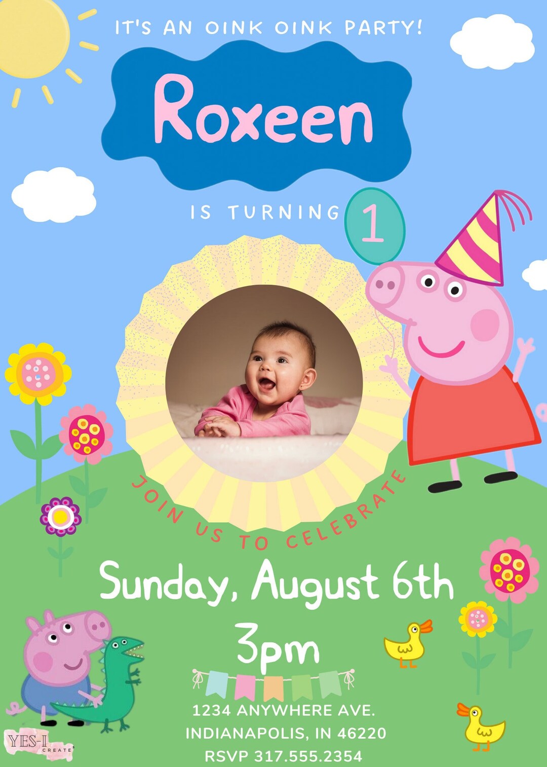 Peppa Pig Party Invitations Etsy
