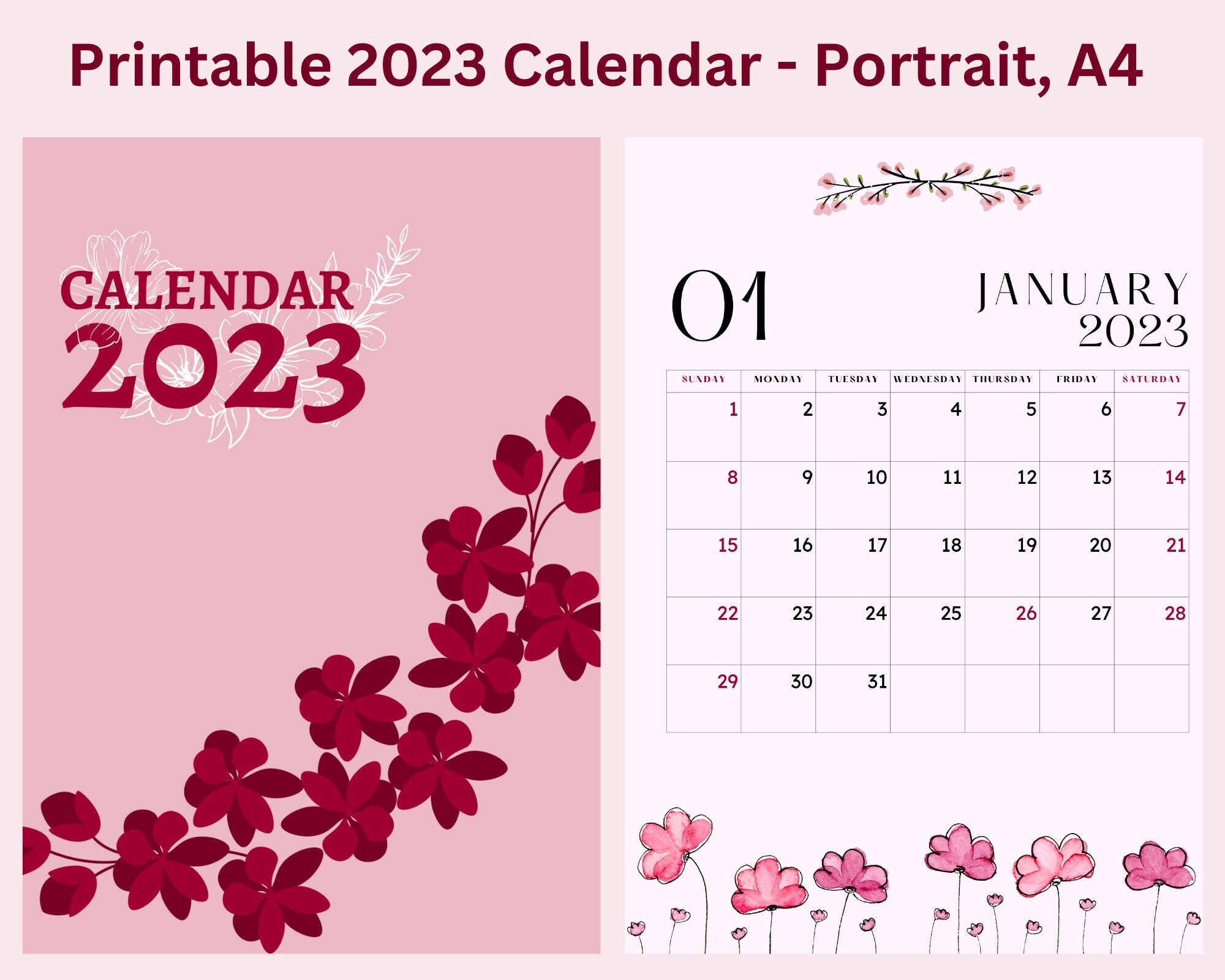 With Marked Holidays Calendar - Etsy