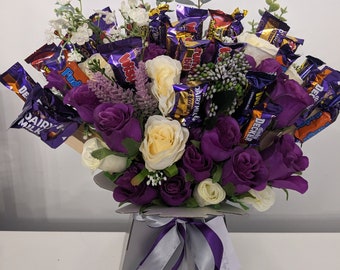 Chocolate Bouquet Heroes & Silk Flowers Bouquet Gift