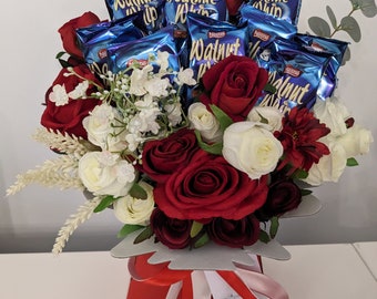 Walnut Whip & Silk Flowers Bouquet Gift