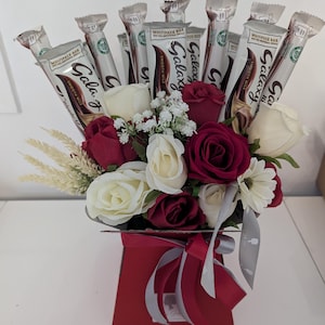 Chocolate Bouquet Red Galaxy & Silk Flowers Bouquet Gift