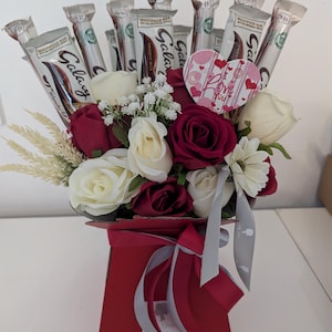 I Love You Chocolate Bouquet Red Galaxy & Silk Flowers Bouquet Gift