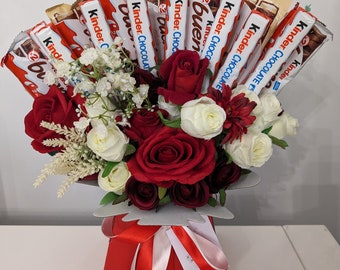 Chocolate Bouquet Kinder & Silk Flowers Bouquet Gift