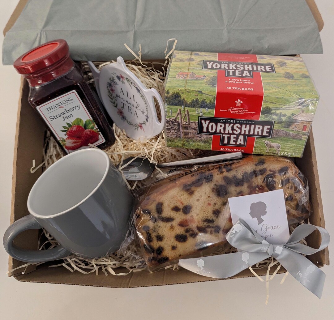 Gift Hamper Afternoon Tea Leaves & Cake Silk Flowers Bouquet Hamper ...