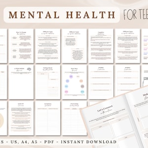 Teen Mental Health Journal, Teen Therapy Workbook, Teen Coping Skills