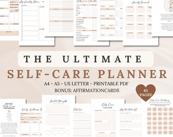 Self-Care Planner: Wellness Journal, Mood Tracker (Printable PDF)