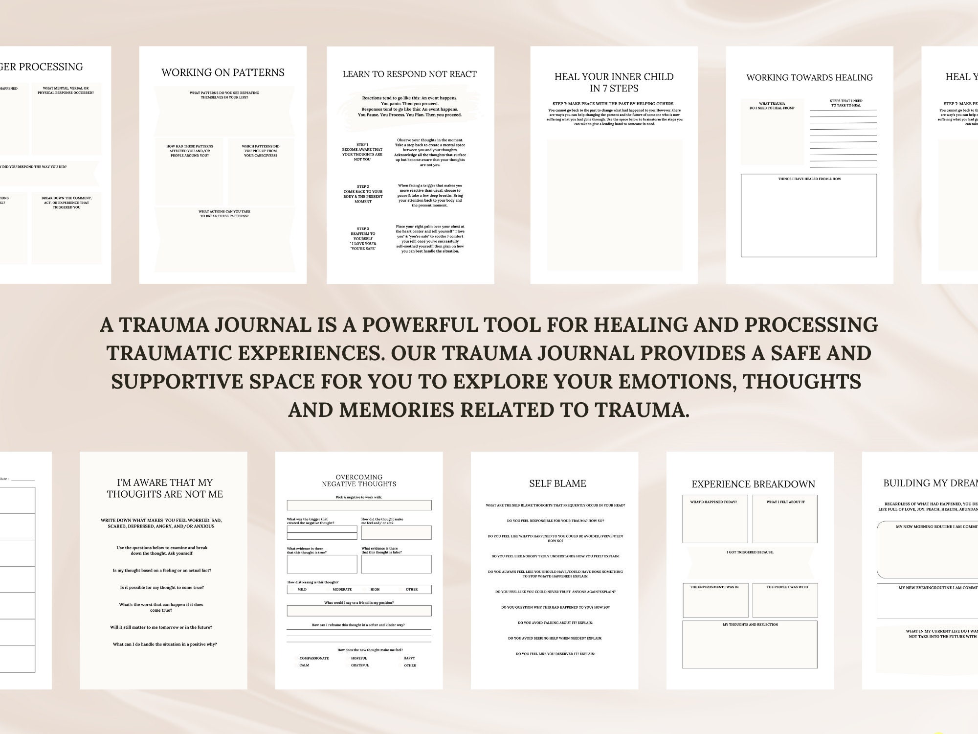 Trauma Processing Journal Printable PTSD Worksheets Workbook Dbt CBT ...