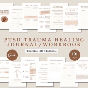 PTSD Worksheets Editable Trauma Processing Journal Workbook dbt CBT Worksheets Template Symptom Tracker Anxiety