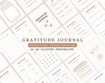 Gratitude Journal Printable Bundle, Self Care Planner (PDF)