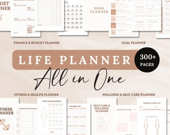 Afdrukbare Life Planner-bundel: thuis, budget, wellness (pdf)