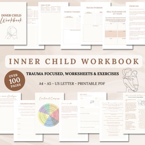 Feuilles de travail de guérison de l’enfant intérieur Cahier d’exercices imprimable pour l’enfant intérieur Journal de l’enfant Travail de l’ombre Traumatisme de l’enfance Amour de soi