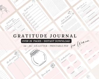 Gratitude Journal Printable: Self Care Planner, Daily Templates (PDF)
