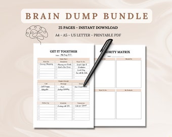 ADHD Brain Dump Printable Bundle, Daily Planner (PDF)