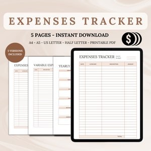 Expense Tracker Printable Business Expense Log Spending Tracker Transaction Log Financial Planner