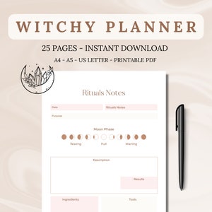 Witchy Planner Witch Journal Modern Witch Planner Moon Spell Printable