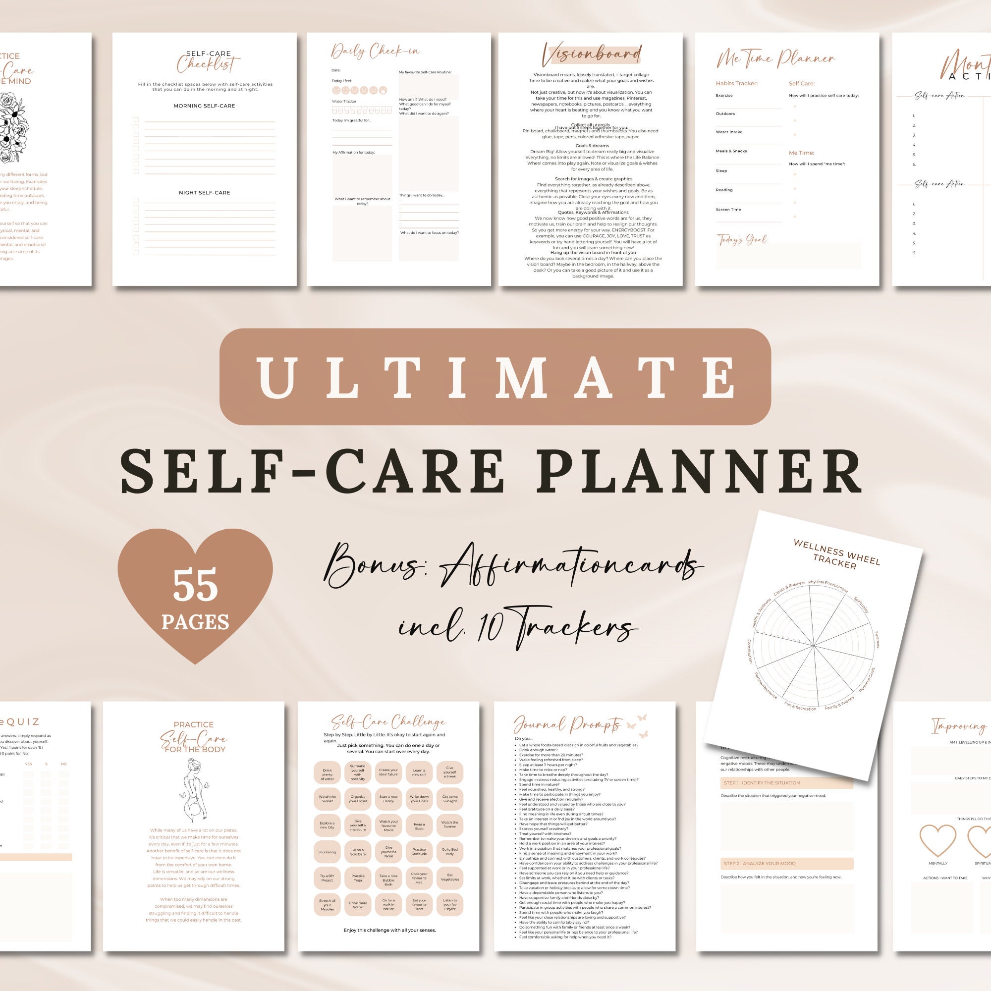 A6 Self Care Checklist Tracker, Self Help Journal, Daily Routine Planner,  Weekly Self-care, Mental Health, Wellness Planner, A6 Planner, PDF 