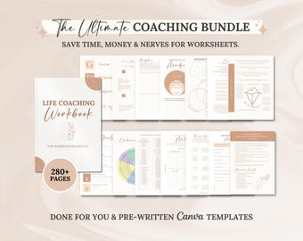 Life Coaching Workbook Bundle: Self-Love, Goals, and Mindset (Canva Template)