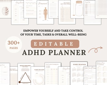 ADHD Planner Bundle for Adults | Printable, Editable (PDF)