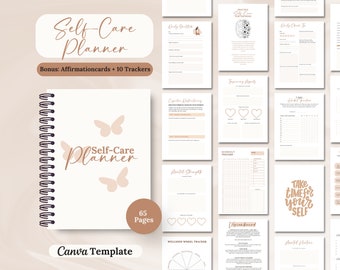 Self-Care Planner Canva Template Mindfulness Workbook Self-Love Journal Mental Health Worksheet Self-Care Mood Tracker