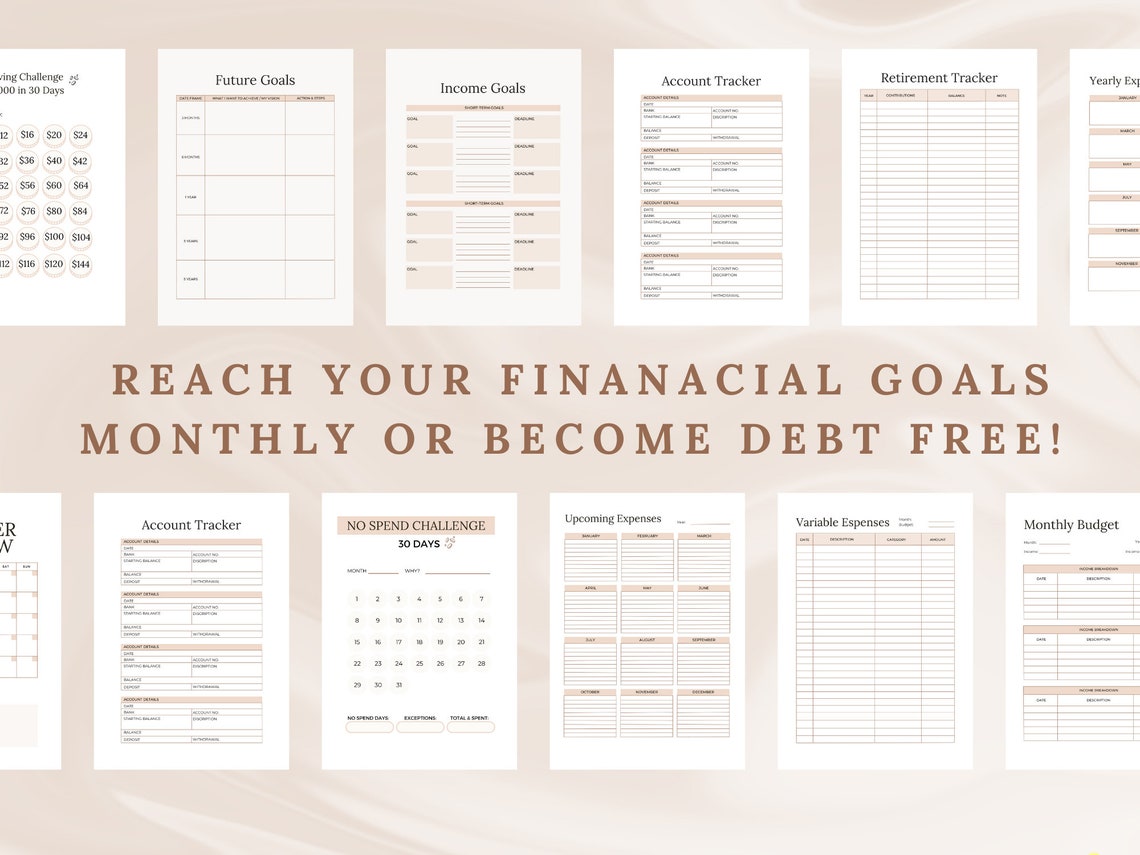 Budget Planner Bundle Editable Monthly Budget Finance Tracker Printable ...