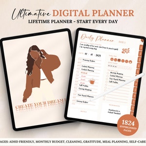 That Girl Undated Digital Planner, iPad Android GoodNotes Planner, Digital Calendar, Daily, Weekly, Monthly Journal, 2024 2025 iPad Planner